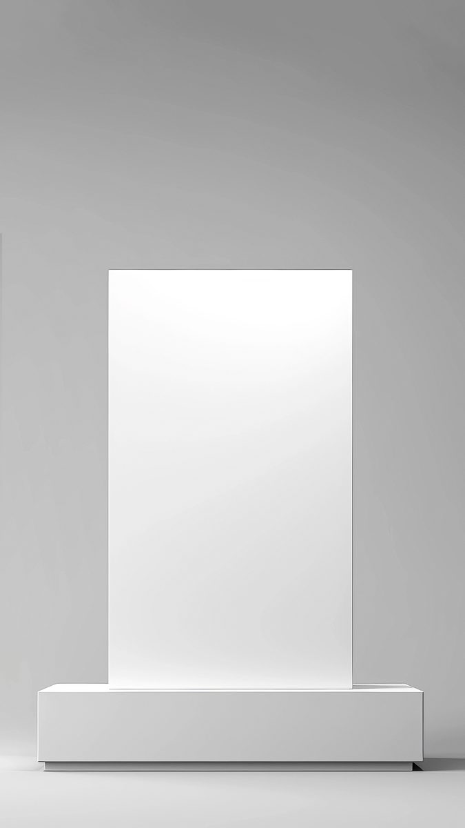 Empty vertical white square podium in for product presentation