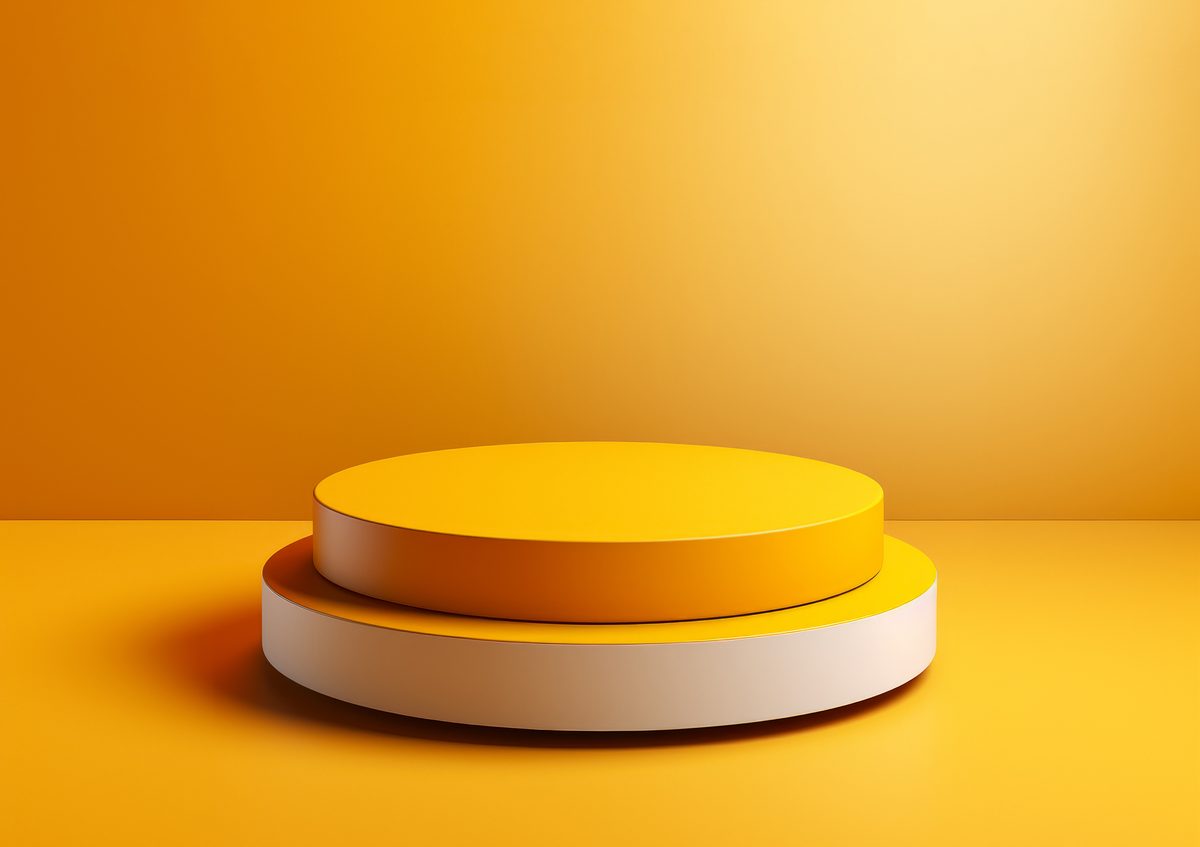 Empty yellow round podium for product presentation